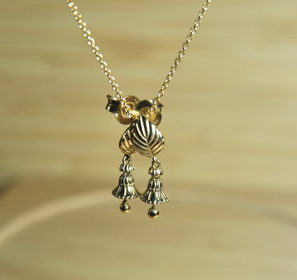 Mini Leaf and Bell Earrings - Jhumkas